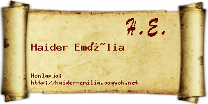 Haider Emília névjegykártya